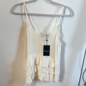 Elegant Cream Lace Trim Cami Top